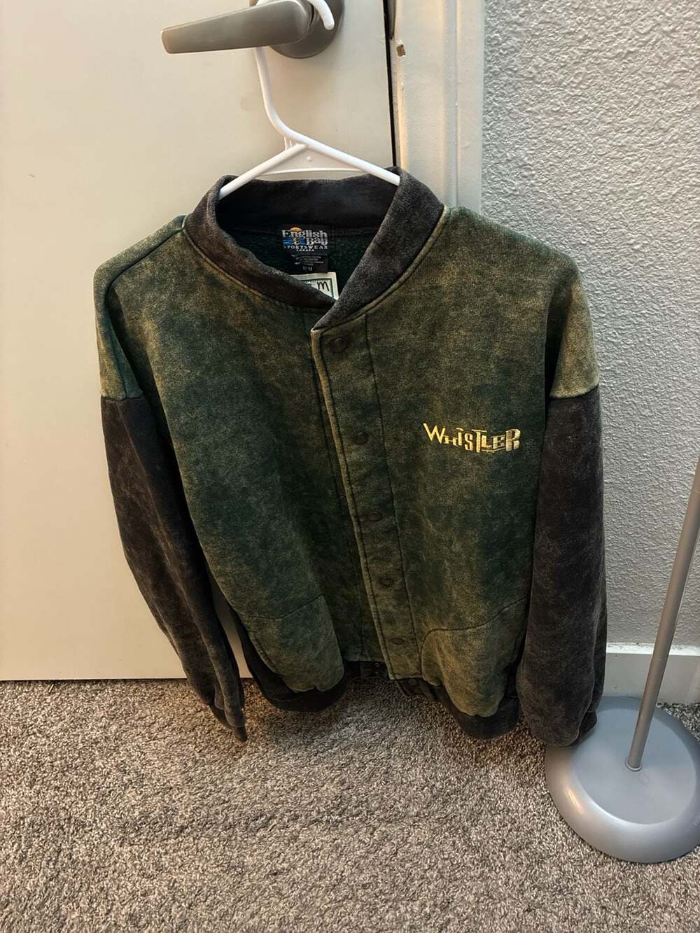 Vintage 90s English Bay Canada Whistler Fleece Varsity Bomber Jacket